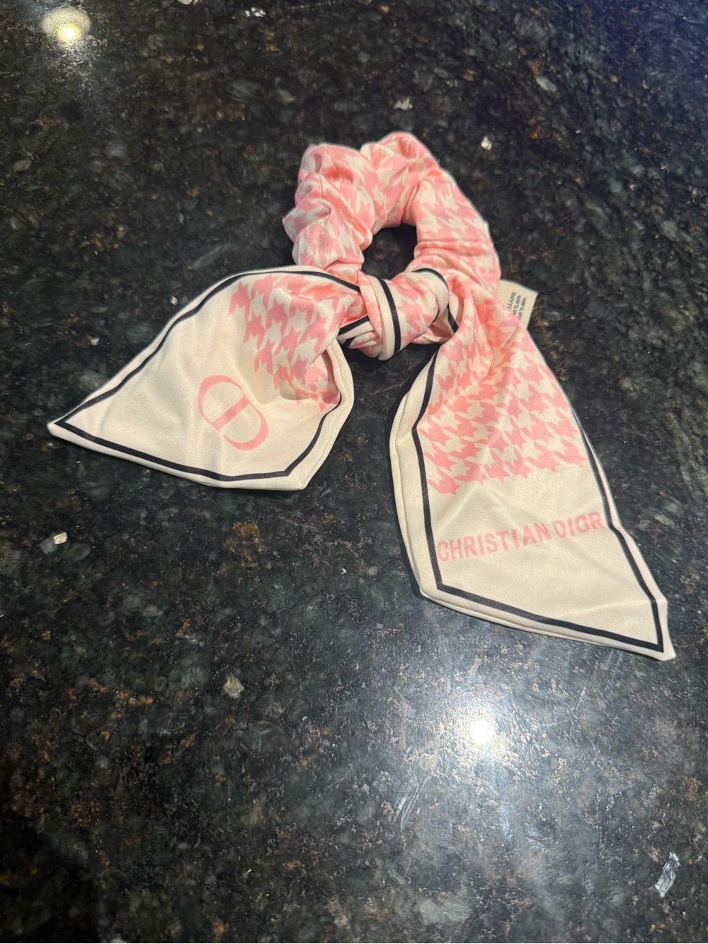 Pink & Cream Silk Scrunchie Scarf